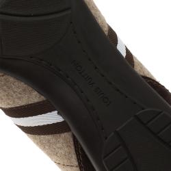 Pre Owned حذاء رياضي لوي فيتون برباط شبكة وسويدي بني مقاس 42.5