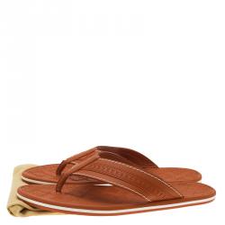 Pre Owned صندل بإصبع لوي فيتون إيبانيما جلد ومطاط برتقالي مقاس 42.5