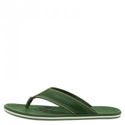 Pre Owned Louis Vuitton Green Leather and Rubber Ipanema Thong Sandals Size 42.5