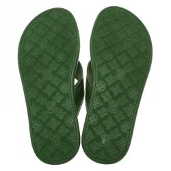 Pre Owned Louis Vuitton Green Leather and Rubber Ipanema Thong Sandals Size 42.5