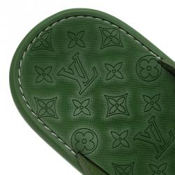 Pre Owned Louis Vuitton Green Leather and Rubber Ipanema Thong Sandals Size 42.5