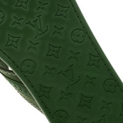 Pre Owned Louis Vuitton Green Leather and Rubber Ipanema Thong Sandals Size 42.5