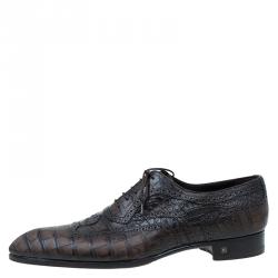 Pre Owned Louis Vuitton Two Tone Alligator Leather Brogue Derby Size 45
