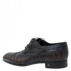 Pre Owned Louis Vuitton Two Tone Alligator Leather Brogue Derby Size 45