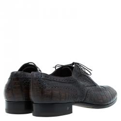 Pre Owned Louis Vuitton Two Tone Alligator Leather Brogue Derby Size 45