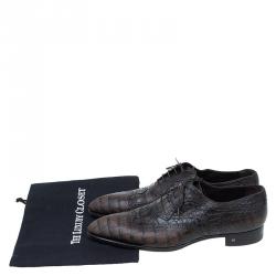 Pre Owned Louis Vuitton Two Tone Alligator Leather Brogue Derby Size 45