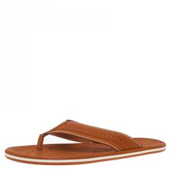 Pre Owned Louis Vuitton Orange Leather and Rubber Ipanema Thong Sandals Size 42.5