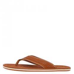 Pre Owned Louis Vuitton Orange Leather and Rubber Ipanema Thong Sandals Size 42.5