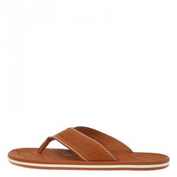 Pre Owned Louis Vuitton Orange Leather and Rubber Ipanema Thong Sandals Size 42.5