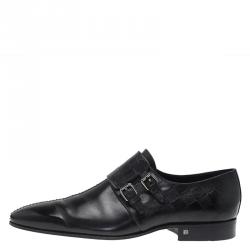مملوكة مسبقًا Louis Vuitton Black Damier Embossed Leather Monk Slip On Size 42