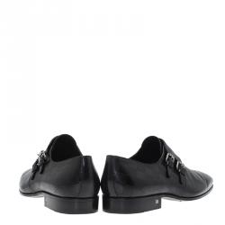 مملوكة مسبقًا Louis Vuitton Black Damier Embossed Leather Monk Slip On Size 42