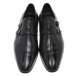 مملوكة مسبقًا Louis Vuitton Black Damier Embossed Leather Monk Slip On Size 42