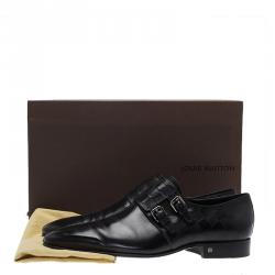 مملوكة مسبقًا Louis Vuitton Black Damier Embossed Leather Monk Slip On Size 42