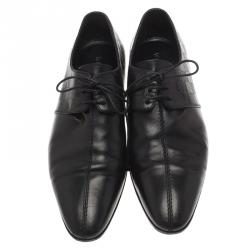 مملوكة مسبقًا حذاء أوكسفوردز لوي فيتون جلد نقشة دامييه أسود برباط مقاس 43