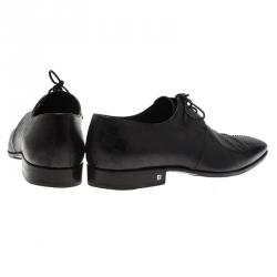 مملوكة مسبقًا حذاء أوكسفوردز لوي فيتون جلد نقشة دامييه أسود برباط مقاس 43