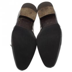 مملوكة مسبقًا حذاء أوكسفوردز لوي فيتون جلد نقشة دامييه أسود برباط مقاس 43