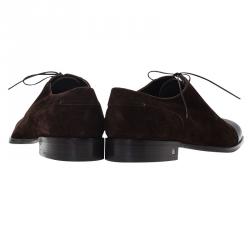 Pre Owned Louis Vuitton Brown Suede and Brogue Leather Derby Size 45.5