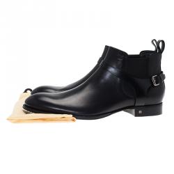 Pre Owned Louis Vuitton Black Leather Greenwich Ankle Boots Size 45