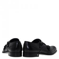 Pre Owned حذاء لوي فيتون بروغ مونك ستراب جلد أسود مقاس 44