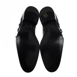 Pre Owned حذاء لوي فيتون بروغ مونك ستراب جلد أسود مقاس 44