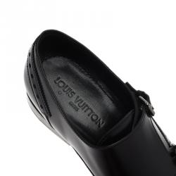 Pre Owned حذاء لوي فيتون بروغ مونك ستراب جلد أسود مقاس 44