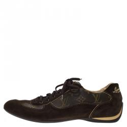 Pre Owned حذاء رياضي لوي فيتون اينيرغي كانفاس مونوغرامي وسويدي بني مقاس 42.5
