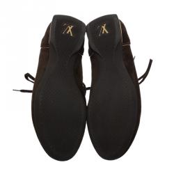 Pre Owned حذاء رياضي لوي فيتون اينيرغي كانفاس مونوغرامي وسويدي بني مقاس 42.5