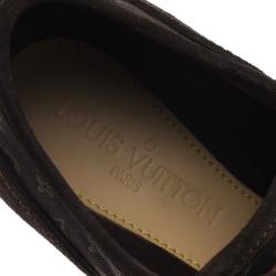 Louis Vuitton Brown Mini Lin Monogram Canvas and Suede Sneakers Size 43