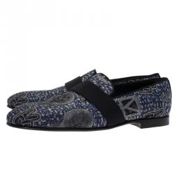Pre Owned Louis Vuitton Blue Hot Air Balloon Embroidered Loafers Size 43