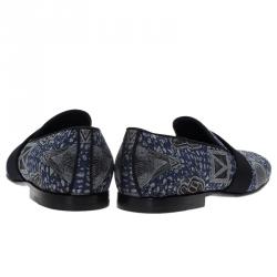 Pre Owned Louis Vuitton Blue Hot Air Balloon Embroidered Loafers Size 43