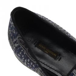 Pre Owned Louis Vuitton Blue Hot Air Balloon Embroidered Loafers Size 43
