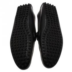 Pre Owned Louis Vuitton Black Grain Leather Driver Loafers Size 41.5