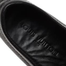 Pre Owned Louis Vuitton Black Grain Leather Driver Loafers Size 41.5