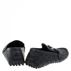 Pre Owned Louis Vuitton Black Damier Embossed Leather Hockenheim Loafers Size 42