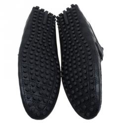 Pre Owned Louis Vuitton Black Damier Embossed Leather Hockenheim Loafers Size 42