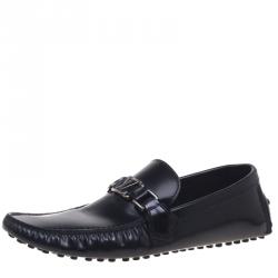 Pre Owned Louis Vuitton Black Leather Driver Loafers Size 42.5