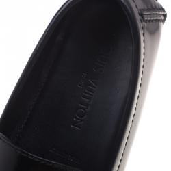 Pre Owned Louis Vuitton Black Leather Driver Loafers Size 42.5