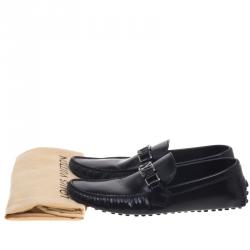 Pre Owned Louis Vuitton Black Leather Driver Loafers Size 42.5