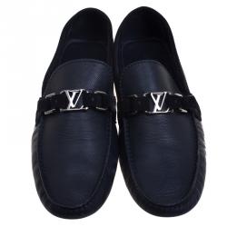 Pre Owned Louis Vuitton Black Leather Driver Loafers Size 42.5