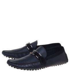 Pre Owned Louis Vuitton Black Leather Driver Loafers Size 42.5