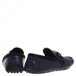 Pre Owned Louis Vuitton Black Leather Driver Loafers Size 42.5