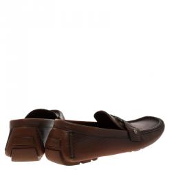 Pre Owned حذاء لوفرز لوي فيتون مونت كارلو جلد لونين بني مزدوج  مقاس 40