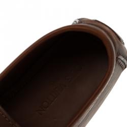 Pre Owned حذاء لوفرز لوي فيتون مونت كارلو جلد لونين بني مزدوج  مقاس 40