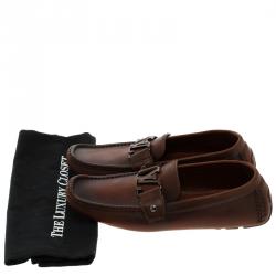 Pre Owned حذاء لوفرز لوي فيتون مونت كارلو جلد لونين بني مزدوج  مقاس 40