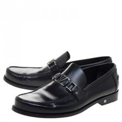 Pre Owned Louis Vuitton Black Leather Major Loafers Size 42