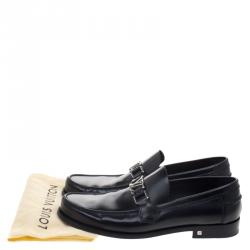 Pre Owned Louis Vuitton Black Leather Major Loafers Size 42