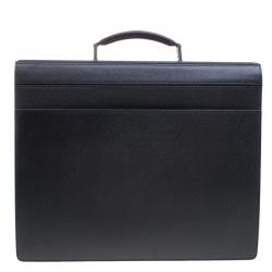 Louis Vuitton Black Taiga Leather Serviette Fermoir Briefcase 