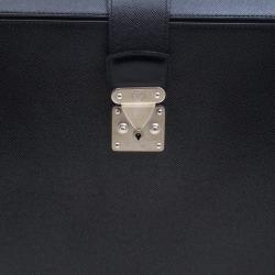 Louis Vuitton Black Taiga Leather Serviette Fermoir Briefcase 