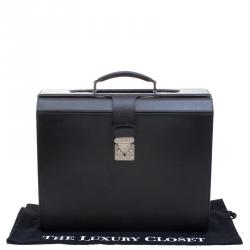 Louis Vuitton Black Taiga Leather Serviette Fermoir Briefcase 