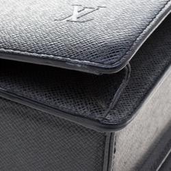 Louis Vuitton Black Taiga Leather Serviette Fermoir Briefcase 